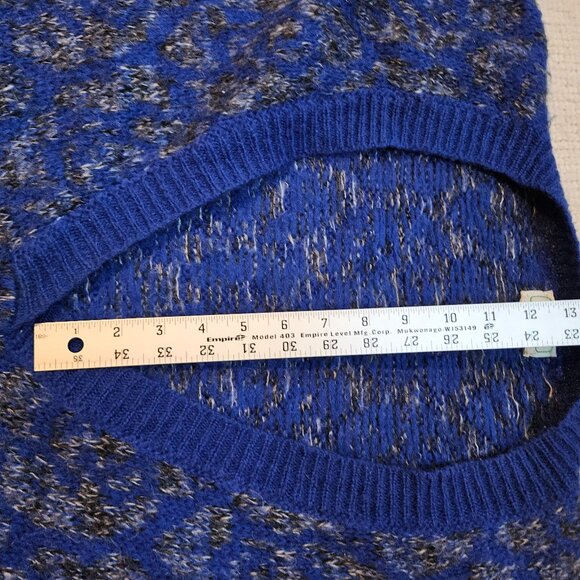 Vintage 80's Benetton Sweater Blue Gray Deep V-Neck Made in Italy XL EU 48 - Picture 5 of 9